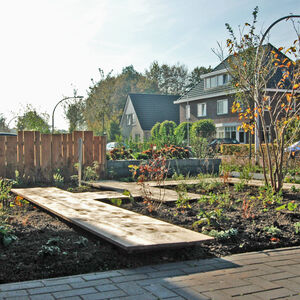 Vanaf de hoek van het huis