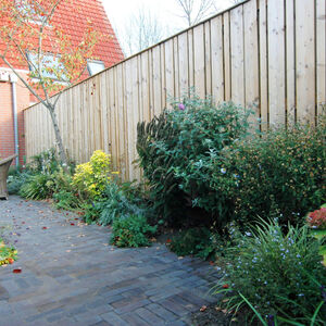 Vanaf de schuur gezien